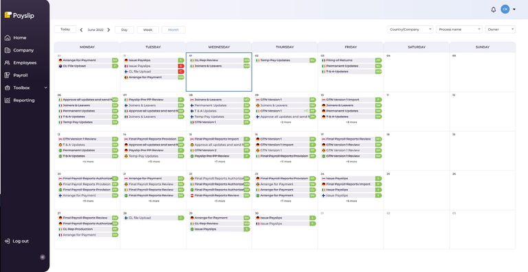 Calendar payslip platform